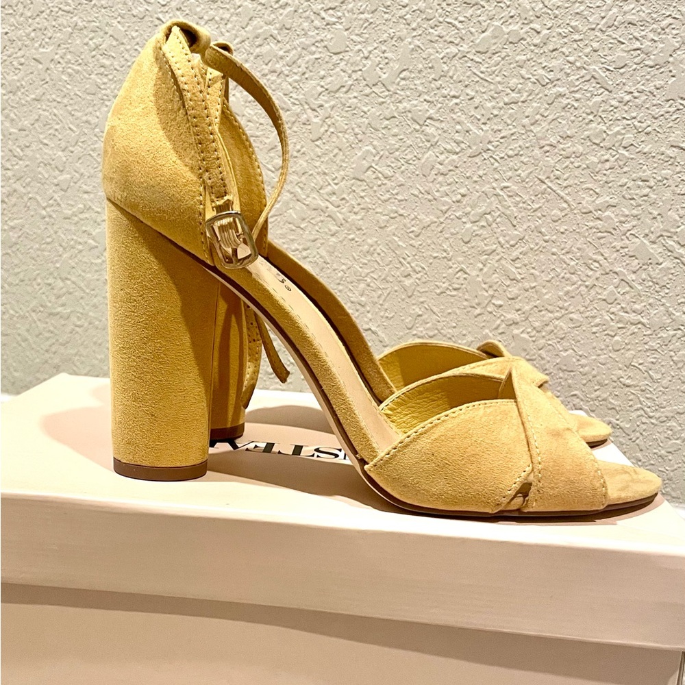 Yellow Block Heel Sandals